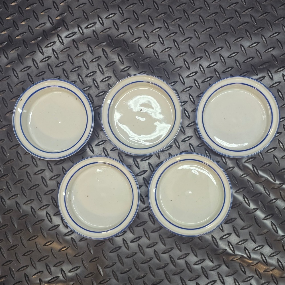 Dansk International Designs Denmark Blue Rim Cream Ramekins Set of 5 Small Bowls - Picture 2 of 13